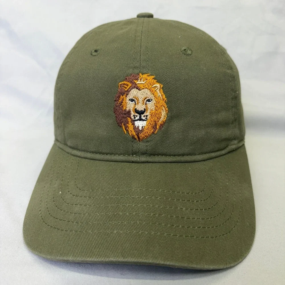 Unbranded Baseball Cap Lion Head Embroidered Unisex OSFM Olive Green Hat